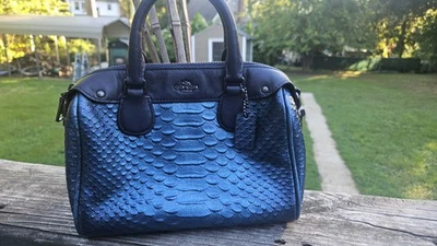 Coach Mini Baby Bennett Blue Metallic Mermaid Embossed Satchel - Image 1 of 4