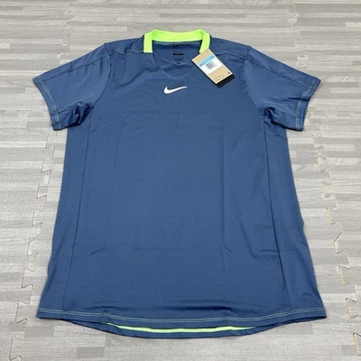Nike Court Dri-Fit Tennis Shirt Tour Player Issue Exclusive DR6548 Mens M Blue - Image 1 of 4
