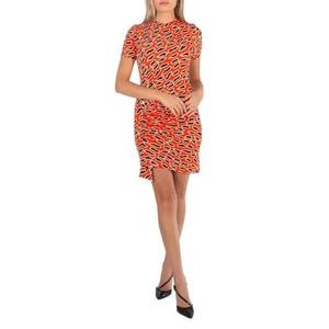 Rabanne Ladies Red Flash Side Drape Printed Mini Dress - Picture 1 of 7