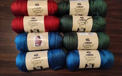 Hilo Caron Simply Soft - Lote de 8 madejas - Salvia oscura, rojo otoño, azul océano Foto 1 de 4