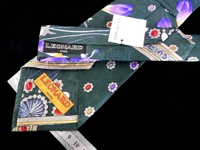 LEONARD Paris Used N/M Necktie Tie Mens Unisex SILK 100% Multicolor Gorgeous #9 - Image 1 of 3