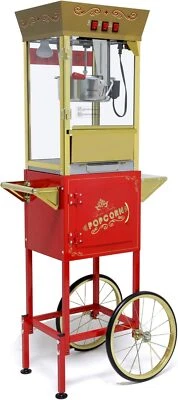 Carro para máquina de palomitas de maíz de 12 oz, máquina para hacer palomitas de maíz con hervidor de agua de acero inoxidable Foto 1 de 4