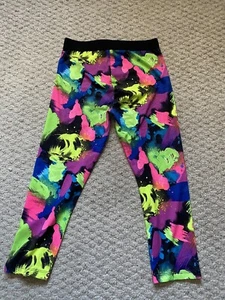 Justice Girl's Graphic  Multi-Color Neon Crop leggings size 14/16 - Picture 1 of 4