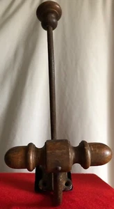Vintage French Hat Coat Hook Turned Walnut Wood, w/Cast Iron Anchor Foundry Mark - Picture 1 of 9
