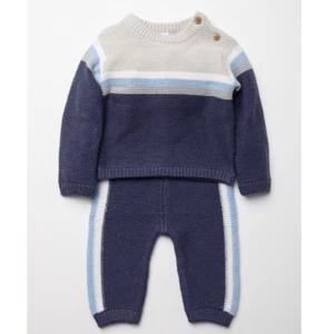 Conjunto top y pantalón tejido estilo español bebé niño azul marino 0-3 meses - Imagen 1 de 3