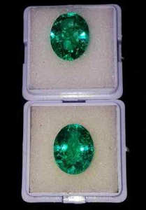 Emerald Oval Cut Zambian Green EGL Certified Pair 20 Ct Loose Natural Gemstone - Picture 1 of 5