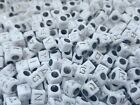 🎀 SALE 🎀 100 White & Silver Alphabet Mixed Letter Cube Pony Beads 6mm