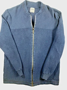 ZARA Pullover Jacke Damen XL dunkelblau Full Zip Rippstrick Langarm Baumwolle - Bild 1 von 9