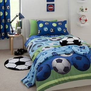 CATHERINE LANSFIELD FOOTBALL BLUE DOUBLE DUVET COVER SET KIDS BEDDING FREE P+P  - Picture 1 of 1