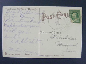 Inez Wyoming WY Converse Co 1912 4-Bar Cancel Postmark Postcard DPO 1888-1913 - Picture 1 of 2