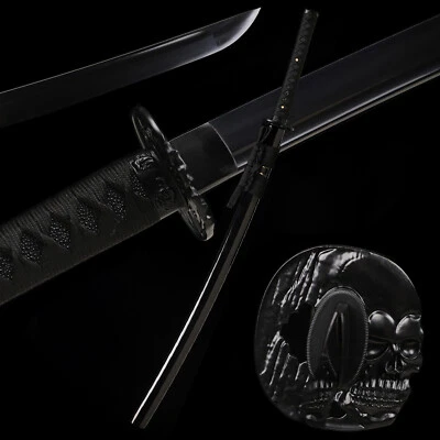 Katana de acero con resorte pulido 9260 espada samurai japonesa todo negro navaja afilada Foto 1 de 4