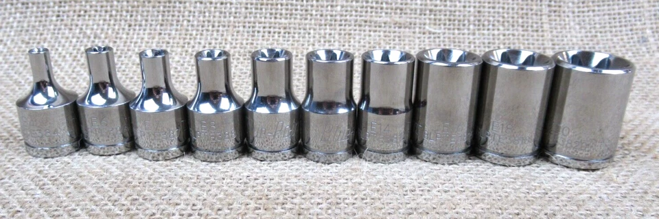 BLUE POINT (10) Piece 3/8" Drive Inverted Torx Socket Set E4-E20 - Image 1 of 4