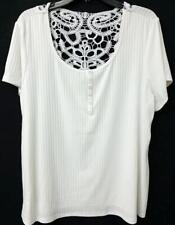 *Bobbie brooks plus size white crochet see through faux buttoned stretch top 2X