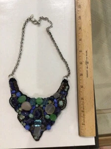 CHICO'S BLUE AGATE  Stones BIB NECKLACE - Picture 1 of 7