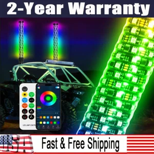 Antena de luz LED espiral de látigo de grasa de 2 pies persecución RGB para Can-am X3 RZR UTV ATV Jeep - Imagen 1 de 13