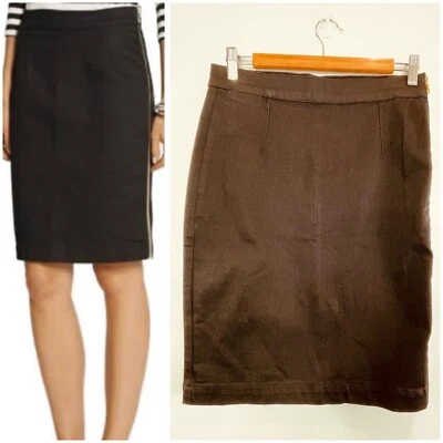 Frame denim Sz 27 (10-12) Black Stretch Pencil Skirt Exposed Zip US Designer - Image 1 of 4