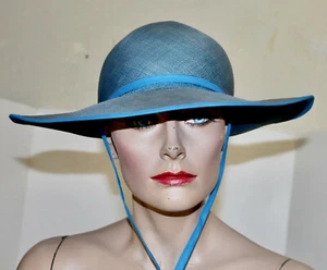 Halper Brothers France large blue straw hat  - Picture 1 of 5