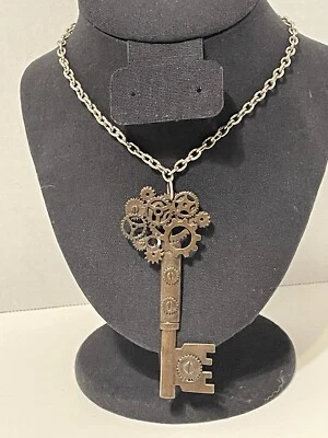 Collar Llave Steampunk con Engranajes Latón Colorear Boho Whimsigoth Grunge Street Foto 1 de 4