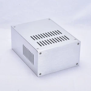 Silber Aluminium Belüftungsöffnungen Gehäuse Zum Selbermachen Netzteil Gehäuse Endstufe Größe 168*100*299 mm - Bild 1 von 10