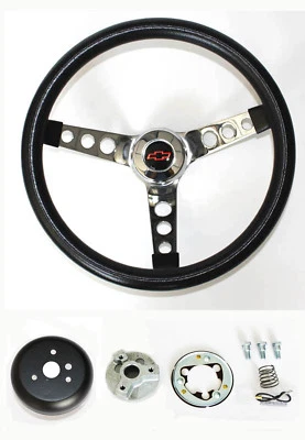 Chevy Pick Up Blazer GRANT Black Steering Wheel 13 1/2" Red/Black Bowtie Cap - Image 1 of 4