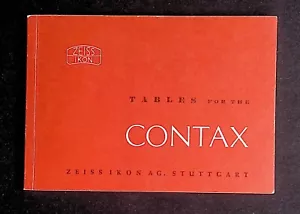 Original Camera Instructions/Manual: Zeiss Ikon Tables for the Contax - Picture 1 of 2