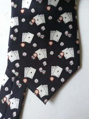 Corbata para hombre. Tango 100% Seda Negro Casino Juego As Tarjetas Las Vegas Foto 1 de 3