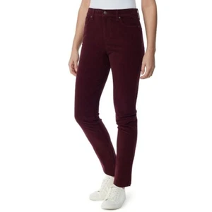 Gloria Vanderbilt Amanda Slim Corduroy Pants Womens 10 Short Plum Slimming NEW - Picture 1 of 9