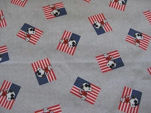 Patriotic Peanuts Snoopy USA Flag Joe Cool Gray Fabric - Fat Quarter 18" x 21" - Picture 1 of 4