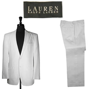 Ralph Lauren Herren 2 Teiler Anzug 38R Blazer 30x30 Hose Weiß Seersucker Sakko - Bild 1 von 17