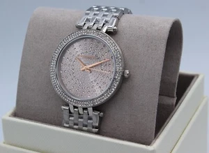 NEW AUTHENTIC MICHAEL KORS DARCI SLIM SILVER CRYSTALS GLITZ WOMEN'S MK4407 WATCH - Picture 1 of 10