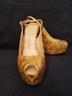 GIUSEPPE ZANOTTI Leopard Print Patent Platform Sandal Heel 37 Italy $650.00 - Image 1 of 4