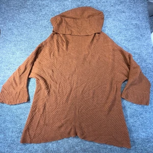 Eileen Fisher Womens XL Cowl Neck Ribbed Sweater Oversized Yak-Wool Blend Brown - Picture 1 of 24