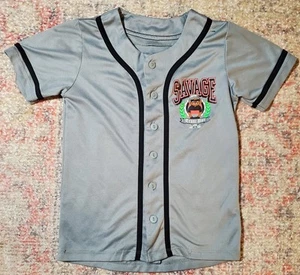 Youth Savage Bear Gray Baseball Button Jersey-Trust No 1-Size S (8)-2-Side Print - Picture 1 of 10