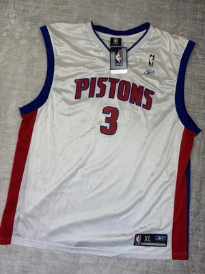 Camiseta deportiva de baloncesto Detroit Pistons para hombre XL blanca Ben Wallace #3 de colección Y2K Reebok Foto 1 de 4