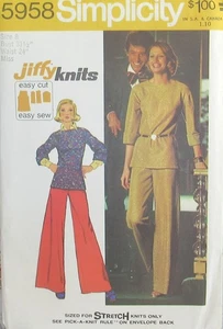 Vintage Simplicity 5958 Womens 8 Jiffy Knit WIDE LEG Pants & Tunic Top Pattern - Picture 1 of 2
