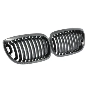 For BMW 3-Series E46 2003-2006 Facelift Pair Front Grilles Carbon Fiber Black - Picture 1 of 6