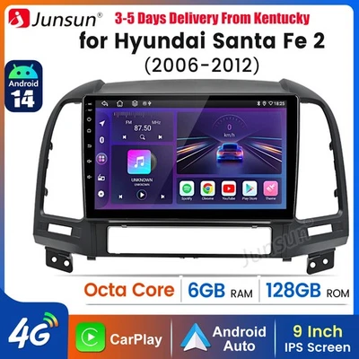 For Hyundai Santa Fe 2 2006-12 Carplay Android14 6+128G Car Stereo Radio GPS Nav Foto 1 de 4