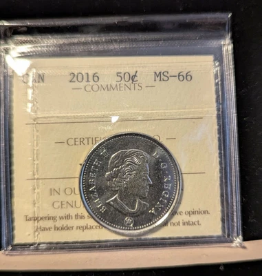 2016  ICCS Graded Canadian 50 Cent, **MS-66** # XXC 772 - Image 1 of 4