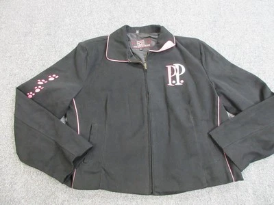 Pink Panther JH Design Jacket Womens XL Black Embroidered Zip Up Think Pink - Image 1 of 4