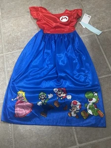Super Mario Girl's Character Satinet Red and Blue Nightgown Costume M 8 - Picture 1 of 6