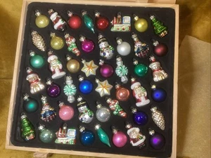 Set Of 48 Vintage Mercury Glass Miniature Christmas Ornaments In Wooden Box 2003 - Picture 1 of 15