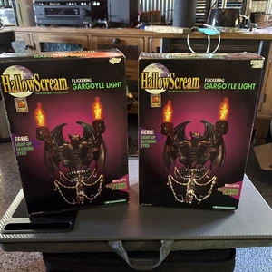 Lot 2 VTG Halloween Trendmaster HallowScream Flickering Gargoyle Wall Light Up - Picture 1 of 7