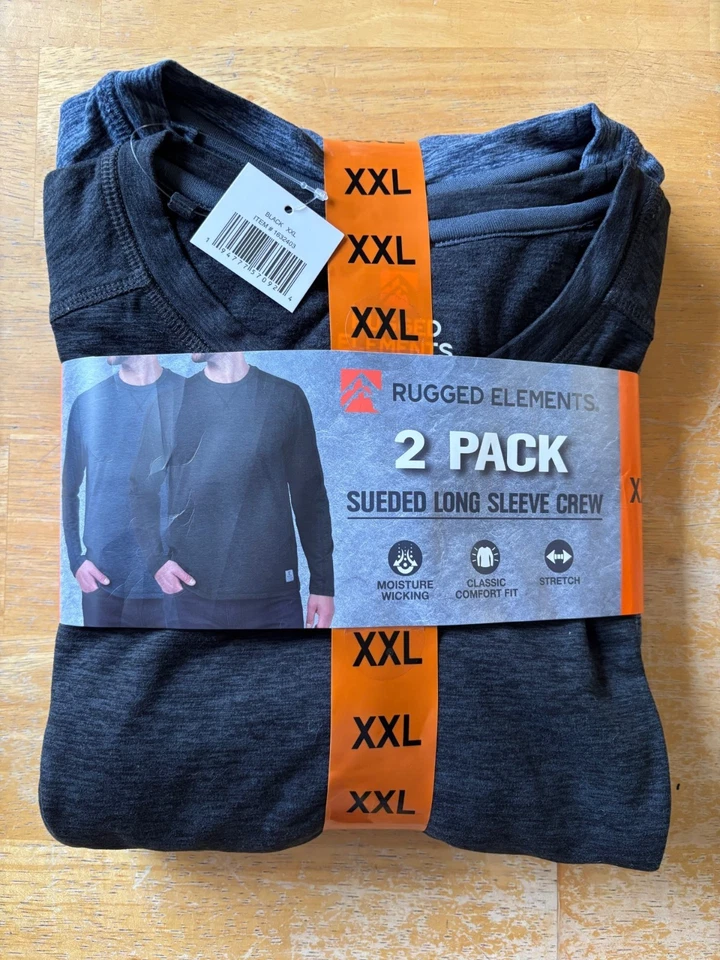 Paquete de 2 camisetas Rugged Elements para hombre de gamuza manga larga negras/azules, XX-grandes Foto 1 de 1