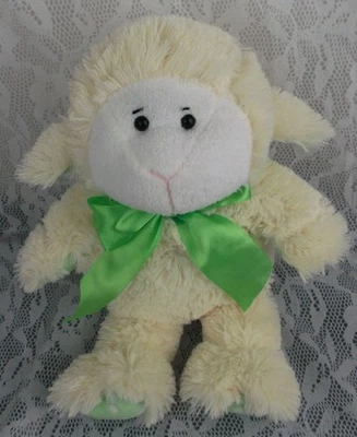 Animal Adventure Lamb Plush Yellow Green Cream Sheep 13" Stuffed Toy Doll 2009  - Image 1 of 4