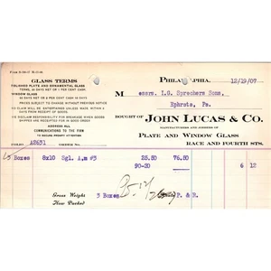 1907 John Lucas & Co Farbe und Lack Philadelphia Briefkopf Billhead D11 - Bild 1 von 2