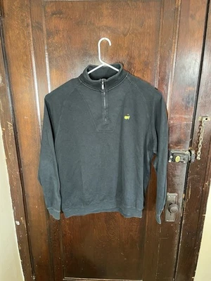 MASTERS COLLECTION Mens 1/4 Zip Pullover Black Pima Augusta National Medium - Image 1 of 4
