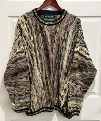 Tundra Canada Sweater Mens Sz Large 3D Knit Textured Pullover 90s Biggie Cosby - Image 1 of 4