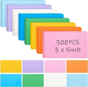 300PCS Colored Index Cards, 3X5 Inch Flash Cards Study Heavy Notecards for Study - Picture 1 of 12