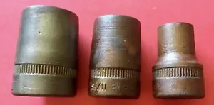 3 VTG 1/2” DRIVE SOCKETS, 13/16" 1226-D-1, 11/16” 1222-D-1, and 1/2” 1216-D-1 - Picture 1 of 5