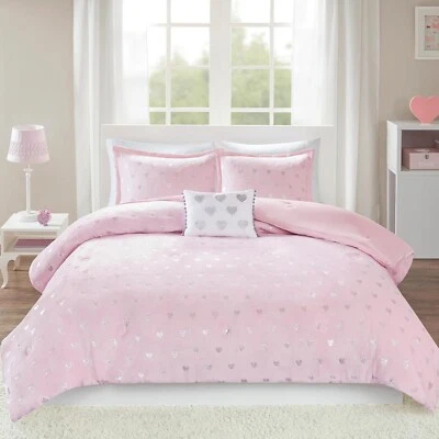 Mi Zone Rosalie Comforter Set Twin/ TXL Pink Silver - Image 1 of 4